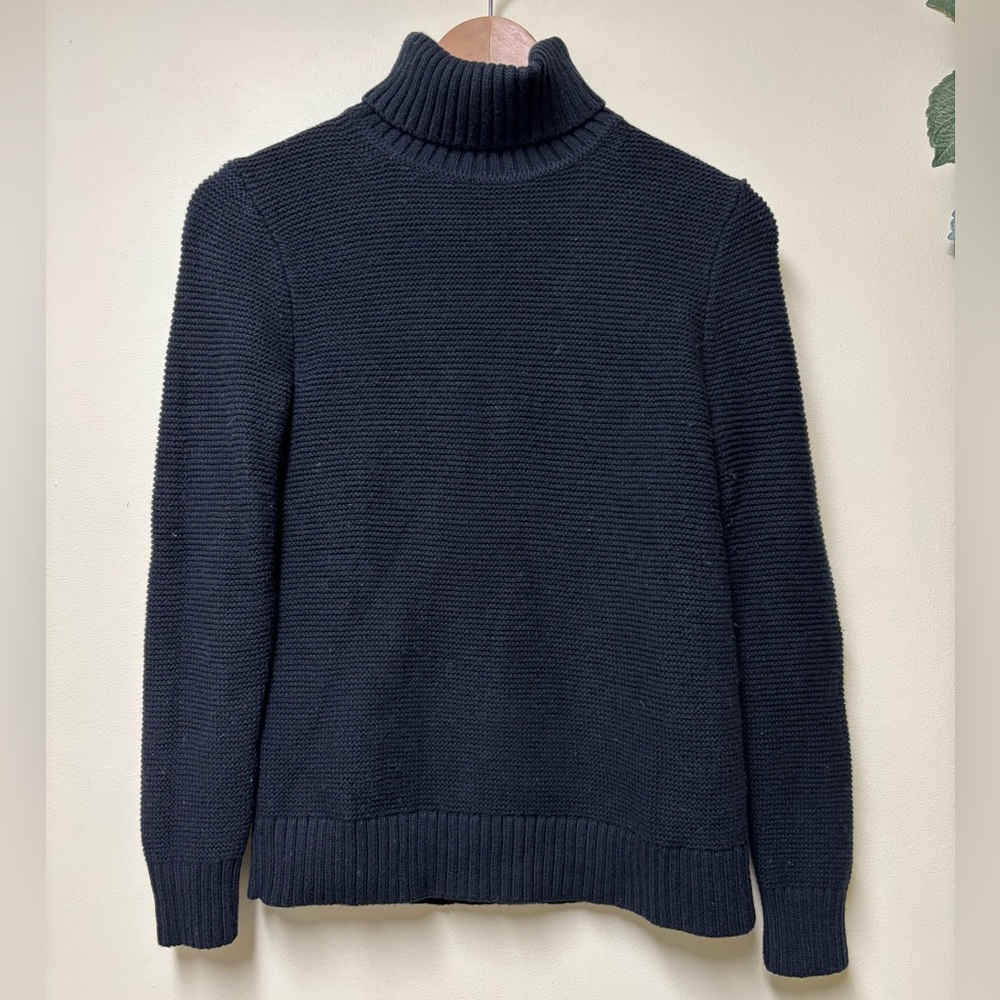 J CREW Black Cotton Blend Turtleneck Ladies Sweater XS